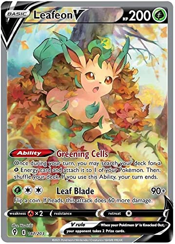 Leafeon V 167/203 Ultra Rare Pokemon Karte (SWSH Evolving Skies) + TitanCards® Toploader von Titan Cards