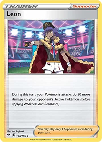 Leon 154/185 Rare Non-Holo Pokemon Card (SWSH04 Vivid Voltage) + TitanCards® Toploader von Titan Cards