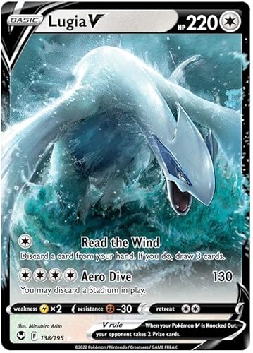 Lugia V 138/195 Ultra-Rare seltene Pokemon-Karte (SWSH Silver Tempest) + 1x TitanCards® Toploader von Titan Cards