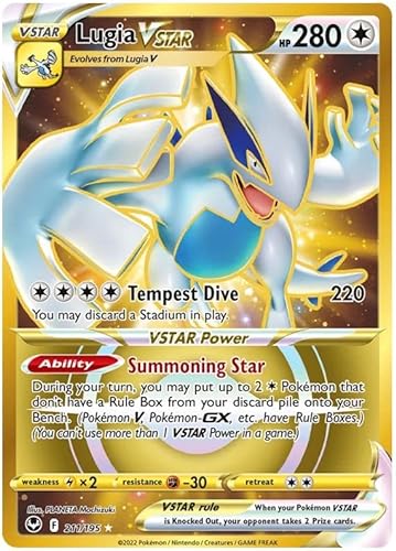 Lugia VSTAR 211/195 Rare Secret Pokemon Karte (SWSH Silver Tempest) + TitanCards® Toploader von Titan Cards