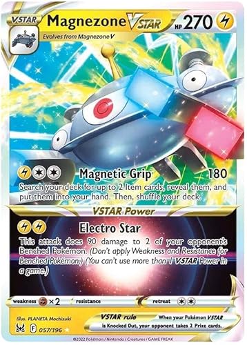 Magnezone VSTAR 057/196 Seltene VSTAR Pokemon Karte (Schwert & Schild Lost Origin) + 1x TitanCards® Toploader von Titan Cards