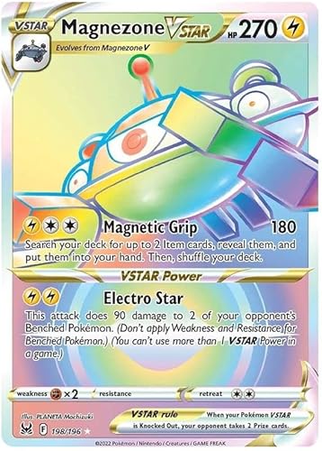 Magnezone VSTAR 198/196 seltene Regenbogen-Pokemon-Karte (Sworld & Shield Lost Origin) + TitanCards® Toploader von Titan Cards