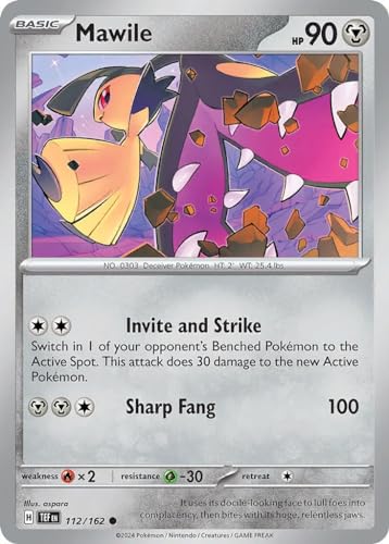 Mawile 112/162 Common Reverse Holo Pokemon Karte (SV Temporal Forces) + 1x TitanCards® Toploader von Titan Cards