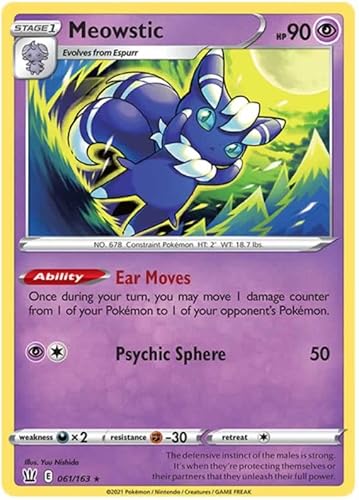 Meowstic 061/163 Rare Holo Pokemon Card (Battle Styles) + TitanCards® Toploader von Titan Cards
