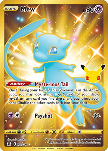 Mew 025/025 Secret Rare Pokemon Karte (Celebrations 25th Anniversary) + TitanCards® Toploader von Titan Cards