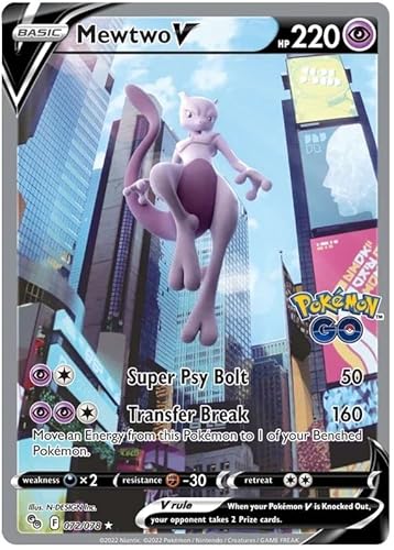 Mewtwo V 072/078 Rare Ultra Pokemon Karte (Pokemon GO Special TCG Set) + 1x TitanCards® Toploader von Titan Cards