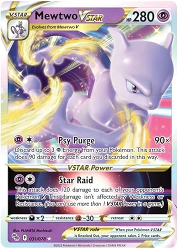 Mewtwo VSTAR 031/078 Seltene VSTAR Pokemon Karte (Pokemon GO Special TCG Set) + 1x TitanCards® Toploader von Titan Cards