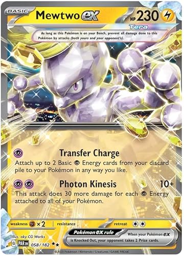 Mewtwo ex 058/182 Double Rare Pokemon Card (SV04 Paradox Rift) + 1x TitanCards® Toploader von Titan Cards