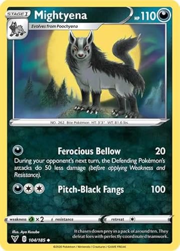 Mightyena 104/185 Uncommon Pokemon Card (SWSH04 Vivid Voltage) + TitanCards® Toploader von Titan Cards