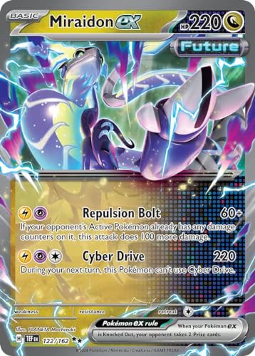 Miraidon ex 122/162 Double Rare Pokemon Karte (SV Temporal Forces) + 1x TitanCards® Toploader von Titan Cards
