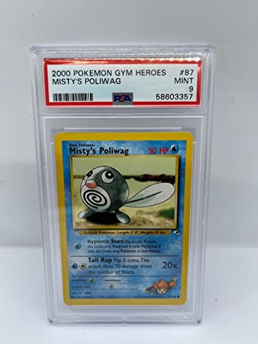 Mistys Poliwag 87/132 PSA 9 Common Pokemon Karte (Pokemon Gym Heroes) + TitanCards® Toploader von Titan Cards