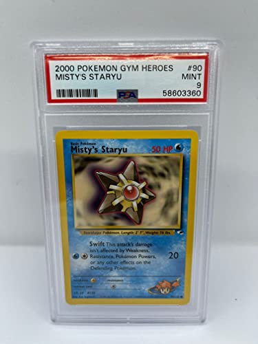 Mistys Staryu 90/132 PSA 9 Graded Common Pokemon Karte (Pokemon Gym Heroes) + TitanCards® Toploader von Titan Cards