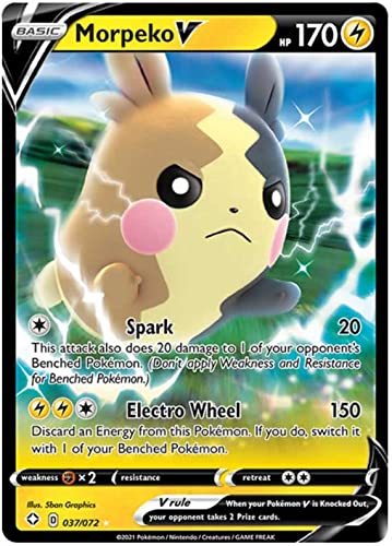 Morpeko V 037/072 Ultra Rare Pokemon Karte (Shining Fates) + 1x TitanCards® Toploader von Titan Cards
