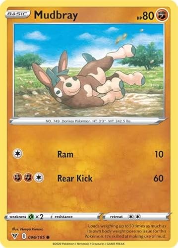 Mudbray 096/185 Common Pokemon Card (SWSH04 Vivid Voltage) + TitanCards® Toploader von Titan Cards
