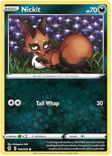 Nickit 104/203 Common Pokemon Karte (SWSH Evolving Skies) + 1x TitanCards® Toploader von Titan Cards