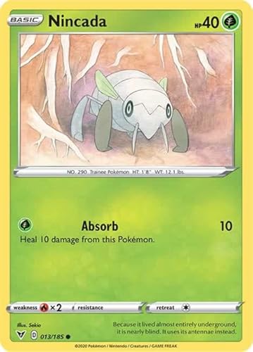 Nincada 013/185 Common Reverse Holo Pokemon Card (SWSH04 Vivid Voltage) + TitanCards® Toploader von Titan Cards