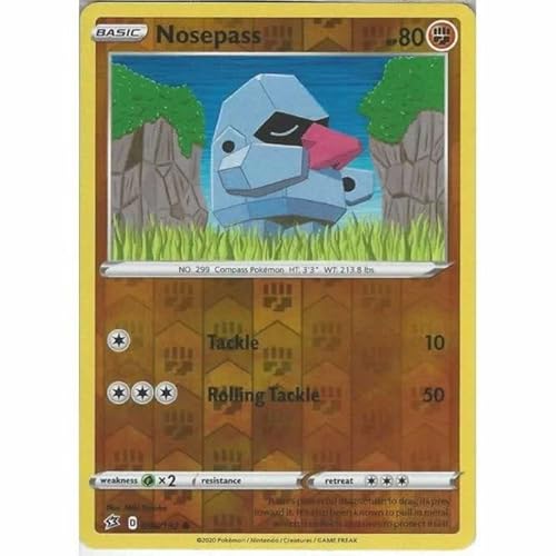 Nosepass 096/192 Common Reverse Holo Pokemon Card (SWSH Rebel Clash) + TitanCards® Toploader von Titan Cards