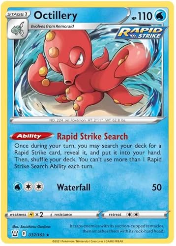 Octillery 037/163 Rare Holo Pokemon Card (Battle Styles) + TitanCards® Toploader von Titan Cards
