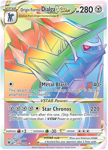 Origin Forme Dialga VSTAR 198/189 Rare Rainbow Pokemon Karte (SWSH Astral Radiance) + TitanCards® Toploader von Titan Cards