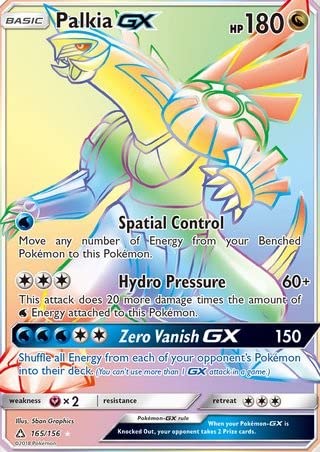 Palkia GX 165/156 Seltene Pokemon Card (Ultra Prism) + Secret TitanCards® Toploader von Titan Cards