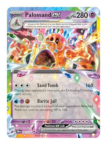 Palossand ex 091/191 Ultraseltene Pokemon-Karte, seltene Pokémon-Karten, Pokémon EX, Surging Sparks, Pokemon-Scharlachrot und Violett, Titan Cards authentifiziert Palossand ex 091/191 Ultraseltene Pokemon-Karte, seltene Pokémon-Karten, Pokémon EX, Surging Sparks, Pokemon-Scharlachrot und Violett, Titan Cards authentifiziert von Titan Cards