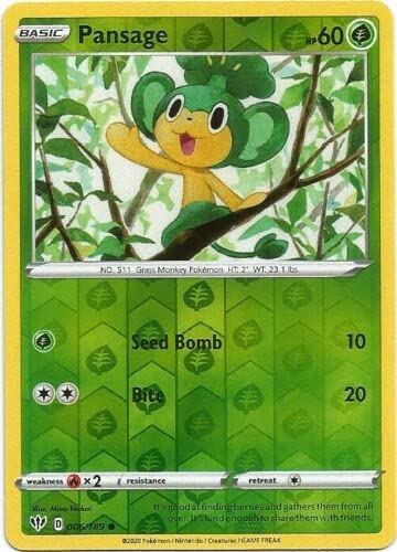 Pansage 006/189 Common Reverse Holo Pokemon Card (Darkness Ablaze) + TitanCards® Toploader von Titan Cards