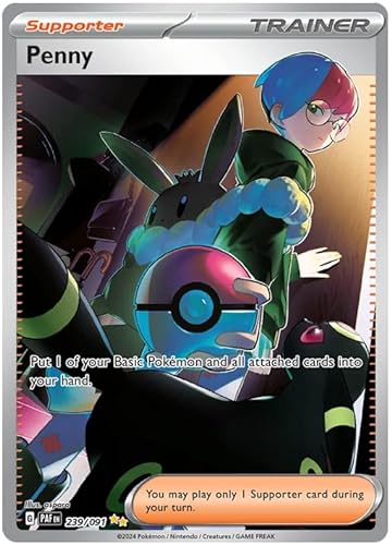 Penny 239/091 Special Illustration Rare Pokemon Karte (SV 4.5 Paldean Fates) + 1x TitanCards® Toploader von Titan Cards