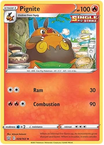 Pignite 024/163 Uncommon Pokemon Card (Battle Styles) + TitanCards® Toploader von Titan Cards