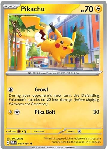 Titan Cards Pikachu 018/091 Common Pokemon Karte (SV 4.5 Paldean Fates) + 1x Toploader von Titan Cards