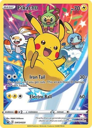 Pikachu SWSH020 Pokemon Promokarte (Schwert & Schild Promo-Serie) + TitanCards® Toploader von Titan Cards