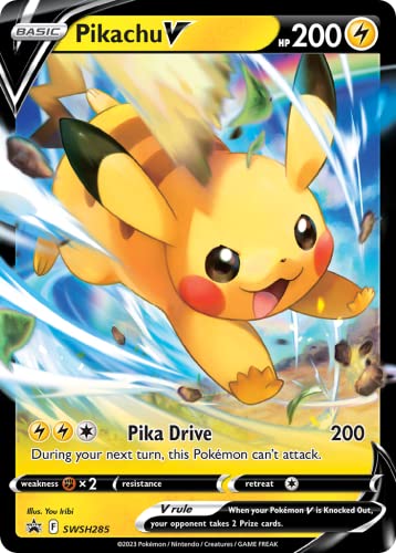 Pikachu V SWSH285 Pokemon Promo-Karte (SWSH Promo-Serie) + TitanCards® Toploader von Titan Cards
