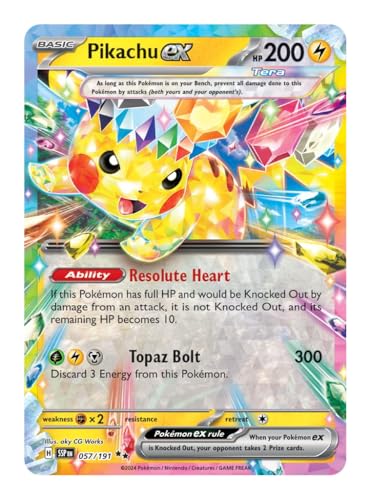 Pikachu ex 057/191 Ultraseltene Pokemon-Karte, seltene Pokémon-Karten, Pokémon EX, Surging Sparks, Pokemon-Scharlachrot und Violett, Titan Cards authentifiziert Pikachu ex 057/191 Ultraseltene Pokemon-Karte, seltene Pokémon-Karten, Pokémon EX, Surging Sparks, Pokemon-Scharlachrot und Violett, Titan Cards authentifiziert von Titan Cards