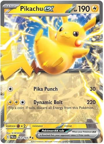 Pikachu ex 063/193 Seltene Doppel-Pokemon-Karte (SV2 Paldea Evolved) + 1x TitanCards® Toploader von Titan Cards