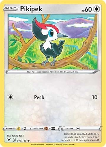 Pikipek 143/185 Common Reverse Holo Pokemon Card (SWSH04 Vivid Voltage) + TitanCards® Toploader von Titan Cards