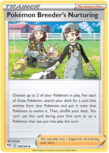 Pokémon Breeder's Nurturing 166/189 Uncommon Pokemon Card (Darkness Ablaze) + TitanCards® Toploader von Titan Cards