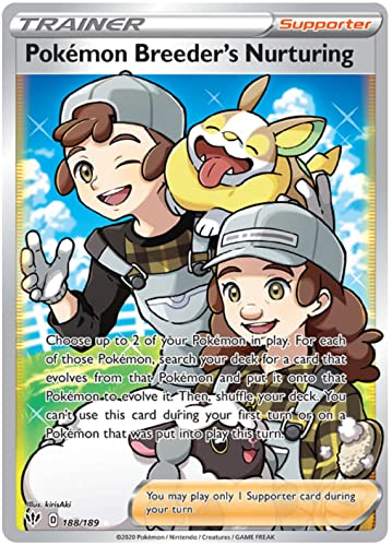 Pokémon Breeder's Nurturing 188/189 Full Art Ultra Rare Pokemon Karte (Darkness Ablaze) + TitanCards® Toploader von Titan Cards