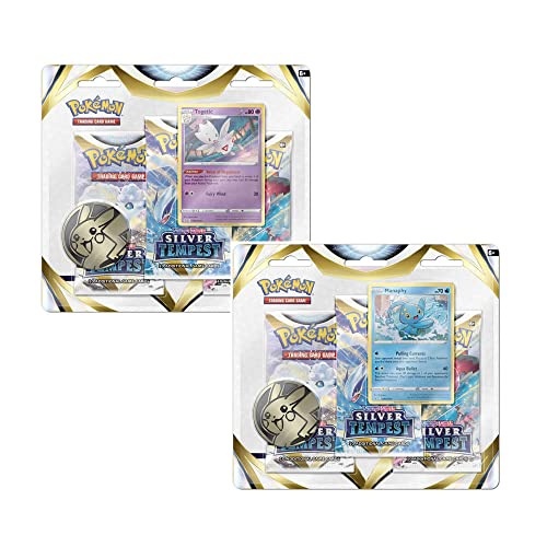 Pokemon Schwert & Schild Silver Tempest 3 Pack Blister 2 Fuß Togetic & Manaphy + TitanCards® Toploader von Titan Cards