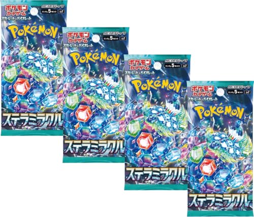Pokemon TCG Stellar Miracle Booster Packs x4 | Japanische Stellar Crown Booster Packs | Japanische Pokémon-Karten | Pokemon Booster Bundle Scarlet & Violet von Titan Cards