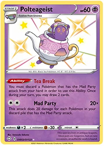 Polteageist SV053/SV122 Shiny Rare Pokemon Karte (Shining Fates) + TitanCards® Toploader von Titan Cards