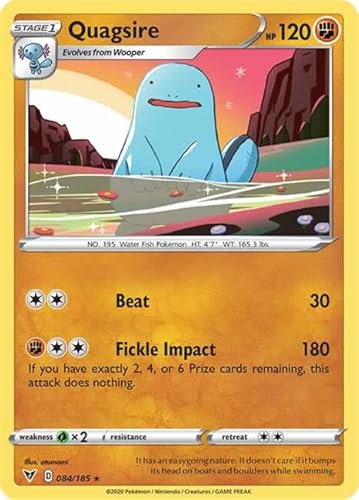 Quagsire 084/185 Rare Pokemon Card (SWSH04 Vivid Voltage) + TitanCards® Toploader von Titan Cards