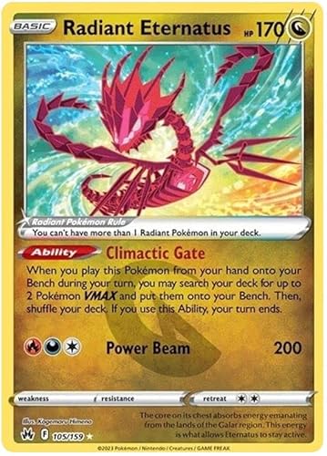 Radiant Eternatus 105/159 seltene strahlende Pokemon-Karte (SWSH Crown Zenith) + 1x TitanCards® Toploader von Titan Cards