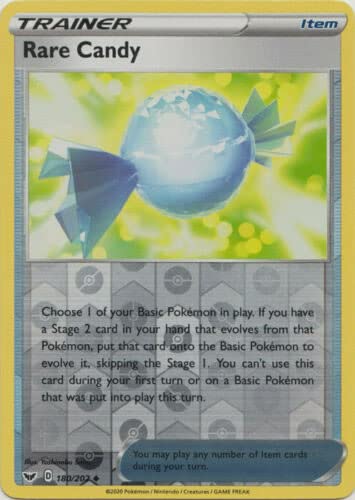 Rare Candy 180/202 Uncommon Reverse Holo Pokemon Karte (Schwert & Schild) + 1x TitanCards® Toploader von Titan Cards