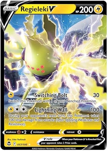 Regieleki V 057/195 Ultra-Rare seltene Pokemon-Karte (SWSH Silver Tempest) + 1x TitanCards® Toploader von Titan Cards