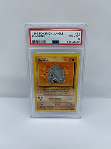 Rhyhorn 61/64 PSA 8 Common Pokemon Karte (1999 Pokemon Jungle) + TitanCards® Toploader von Titan Cards