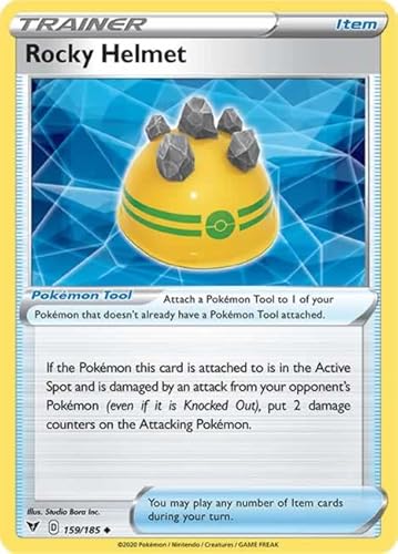 Rocky Helmet 159/185 Uncommon Pokemon Card (SWSH04 Vivid Voltage) + TitanCards® Toploader von Titan Cards