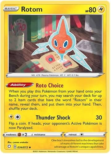 Rotom 034/072 Uncommon Pokemon Card (Shining Fates) + TitanCards® Toploader von Titan Cards