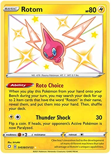 Rotom SV038/SV122 Glänzend Seltene Pokemon Karte (Shining Fates) + TitanCards® Toploader von Titan Cards