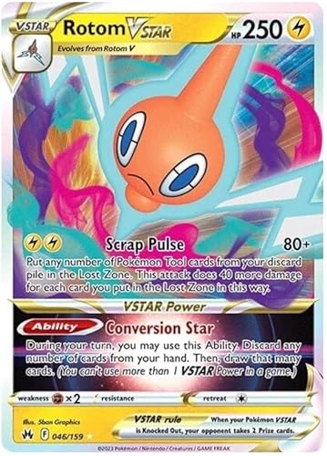 Rotom VSTAR 046/159 Rare VSTAR Pokemon Karte (SWSH Crown Zenith) + TitanCards® Toploader von Titan Cards