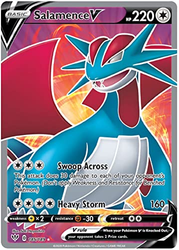 Salamence V 185/189 Full Art Ultra Rare Pokemon Karte (Darkness Ablaze) + TitanCards® Toploader von Titan Cards