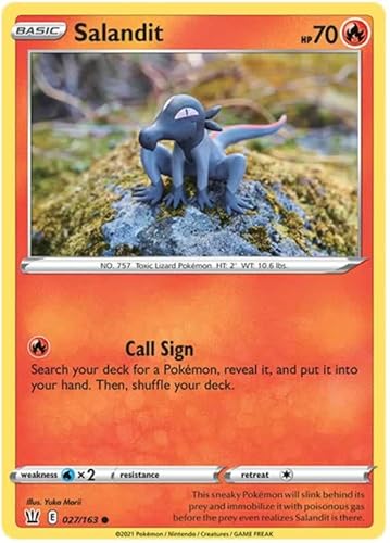 Salandit 027/163 Common Pokemon Card (Battle Styles) + TitanCards® Toploader von Titan Cards